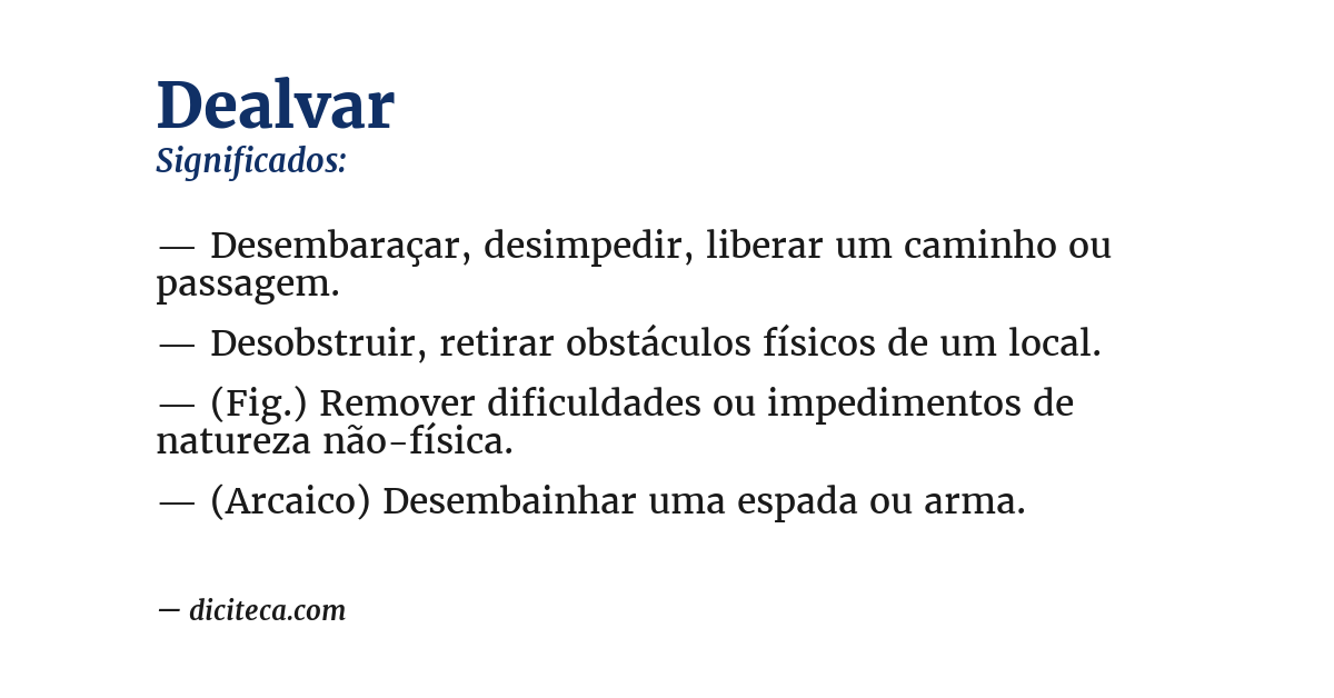 Significado de dealvar