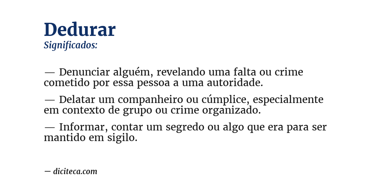 Significado de dedurar