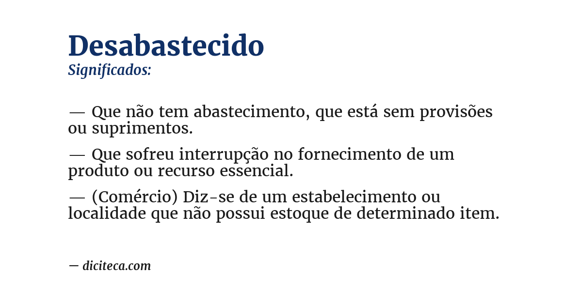 Significado de desabastecido