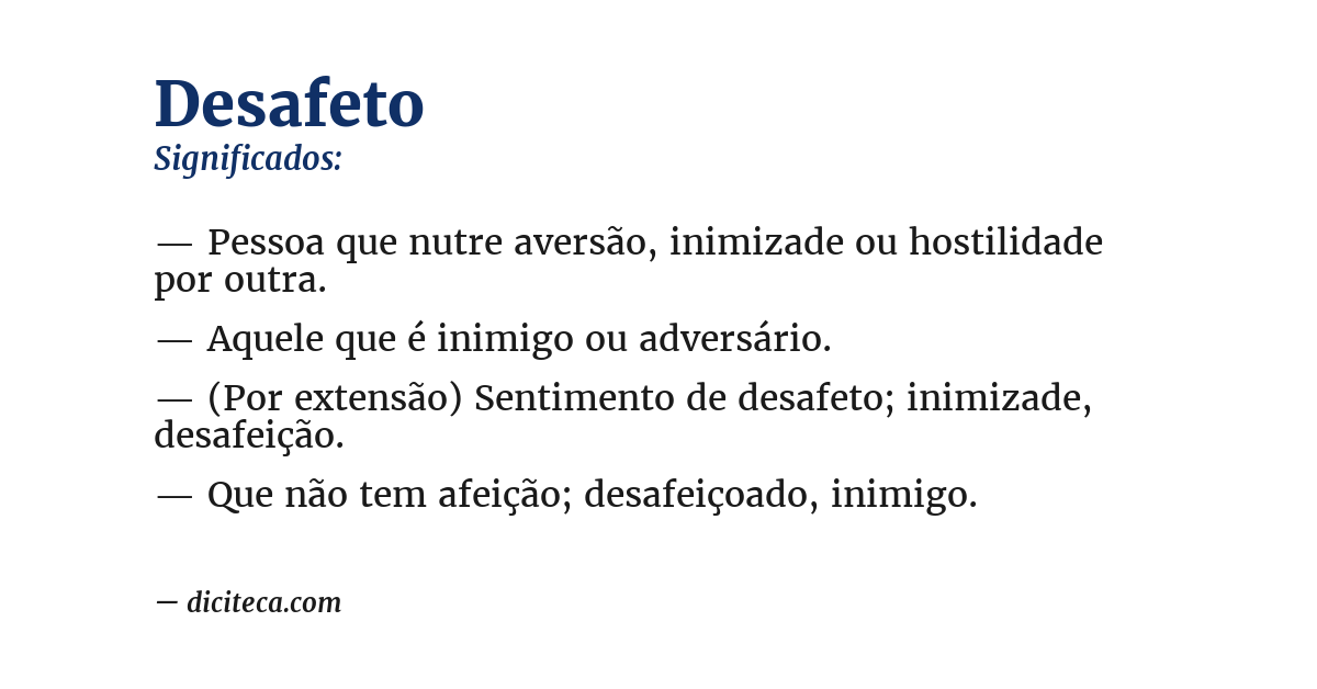 Significado de desafeto