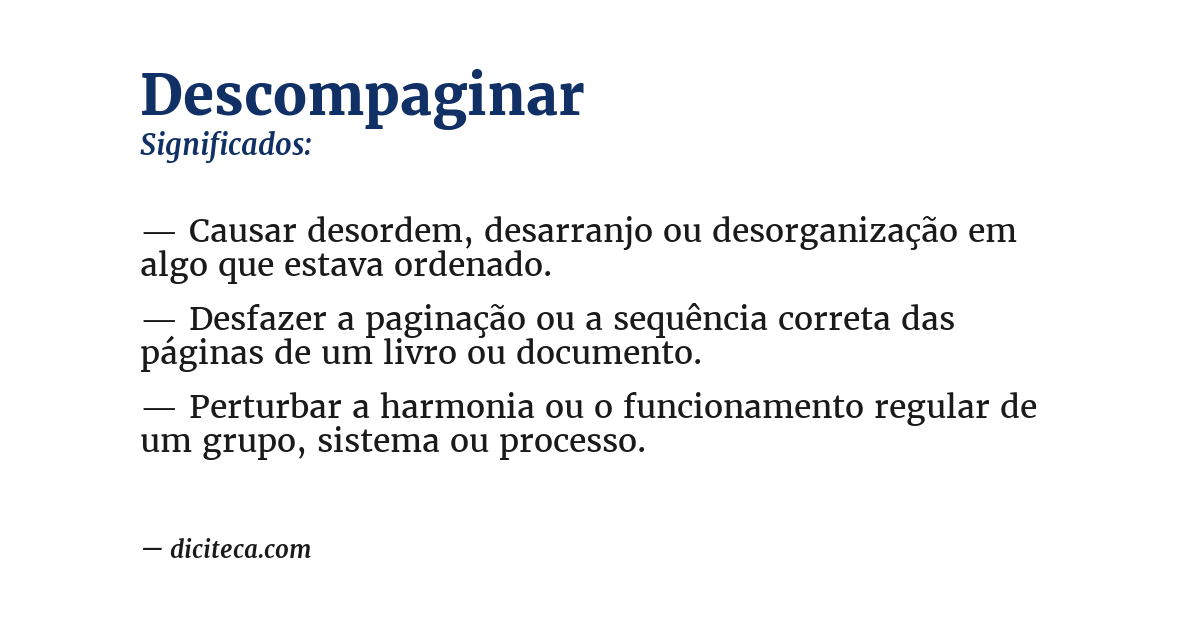 Significado de descompaginar