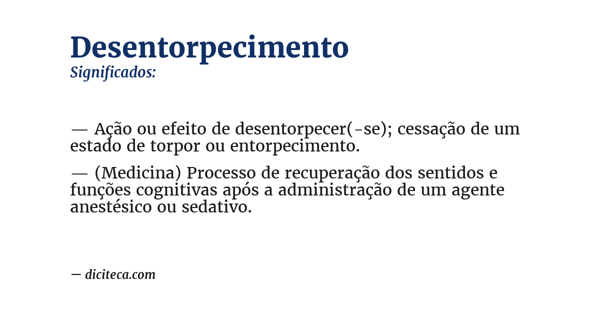 Significado de desentorpecimento