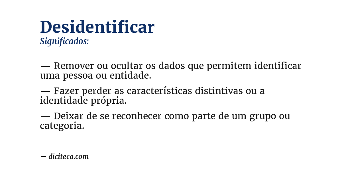Significado de desidentificar