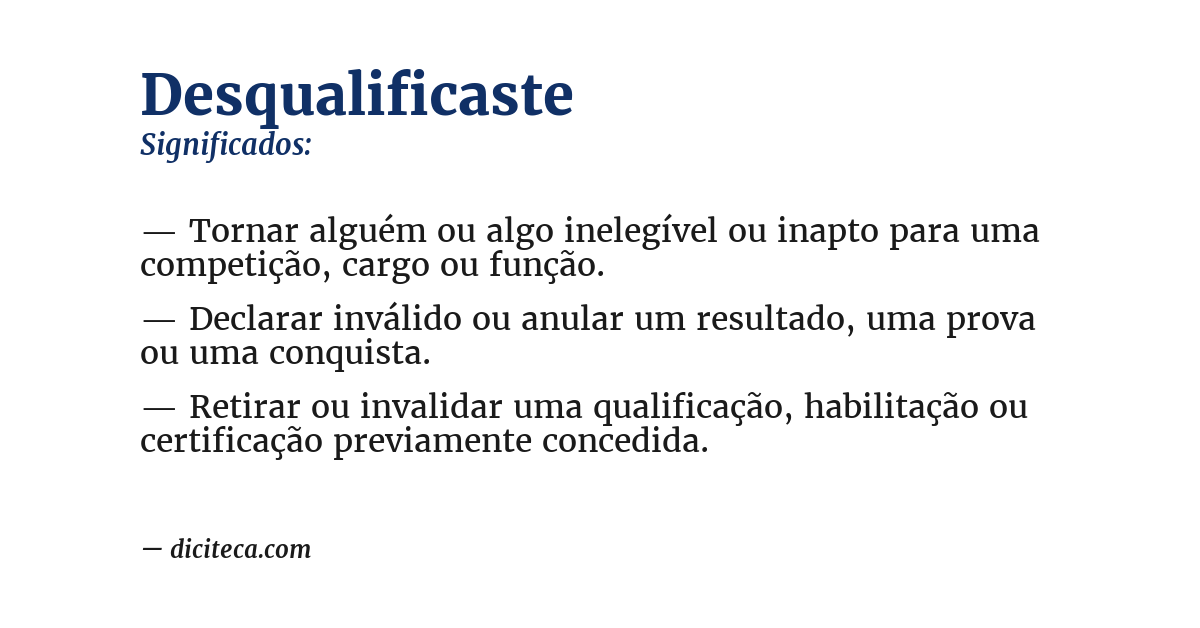 Significado de desqualificaste