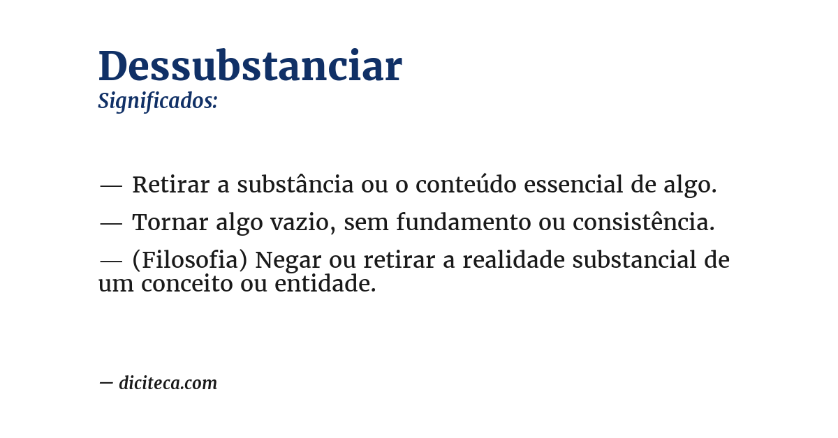 Significado de dessubstanciar