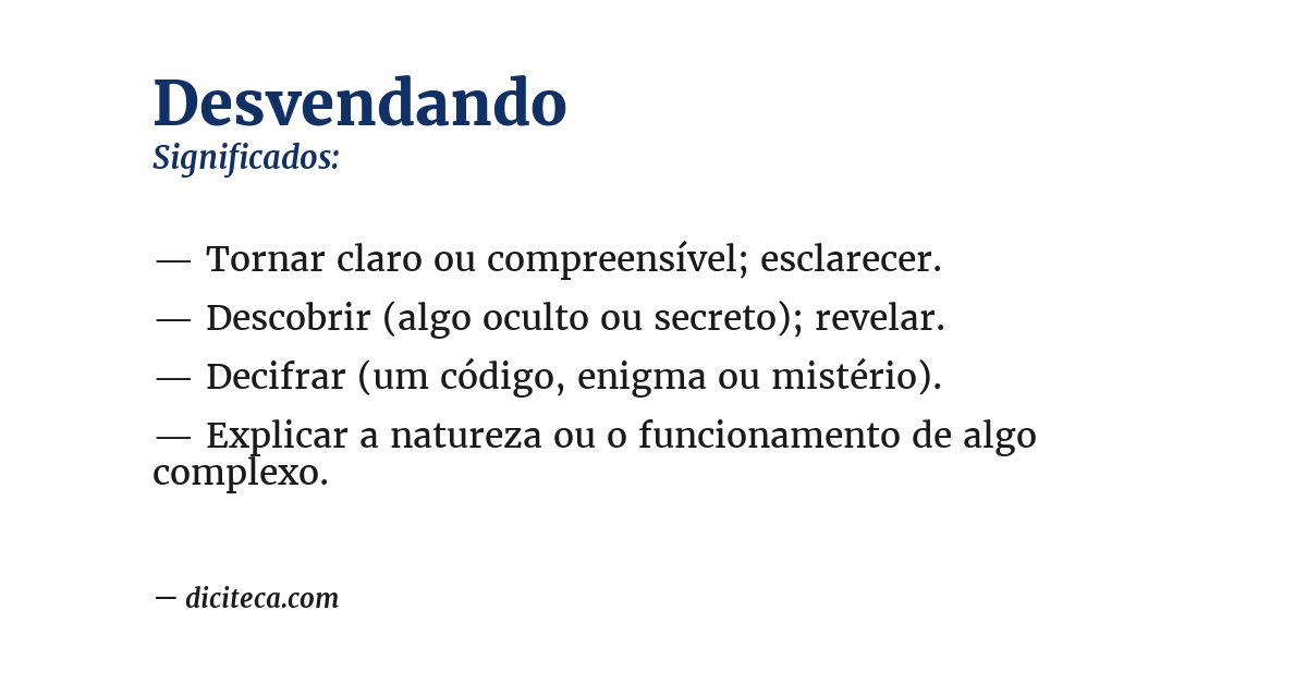 Significado de desvendando