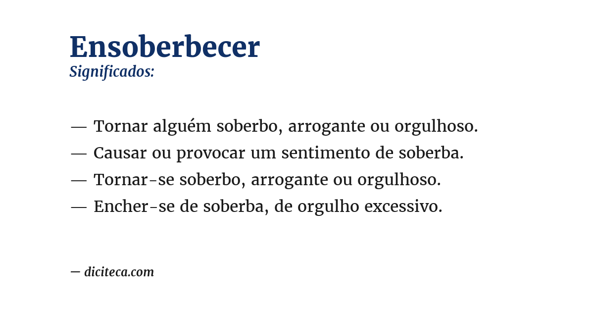 Significado de ensoberbecer