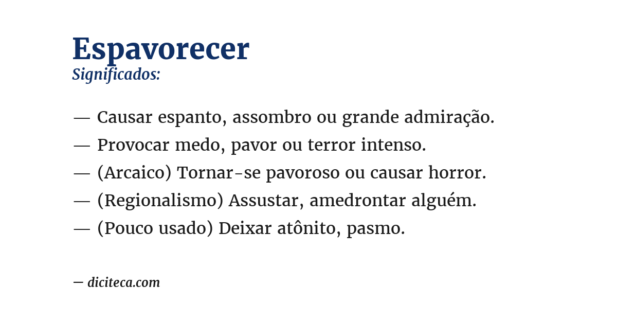 Significado de espavorecer