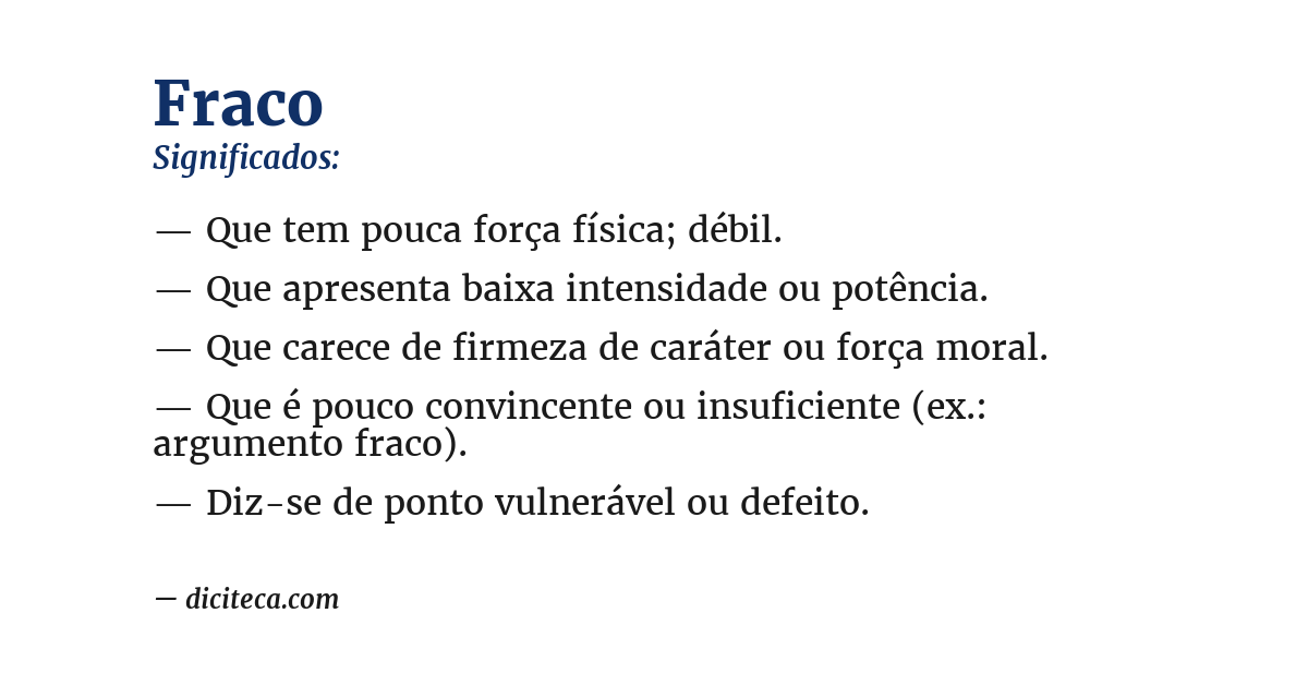 Significado de fraco