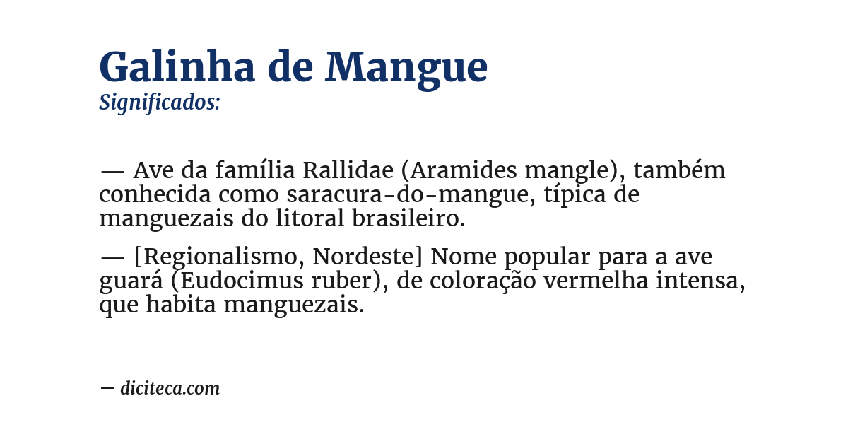 Significado de galinha de mangue
