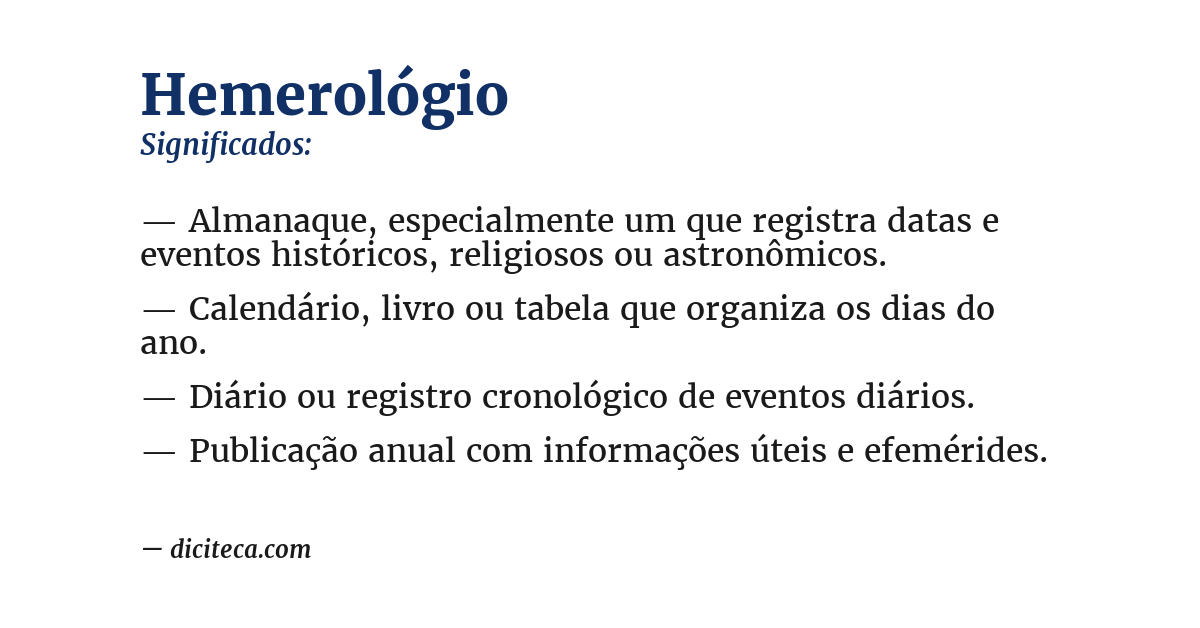 Significado de hemerológio