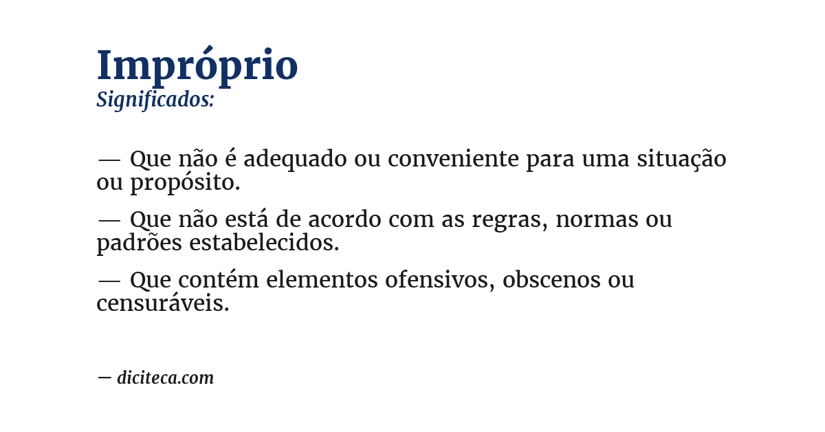 Significado de impróprio