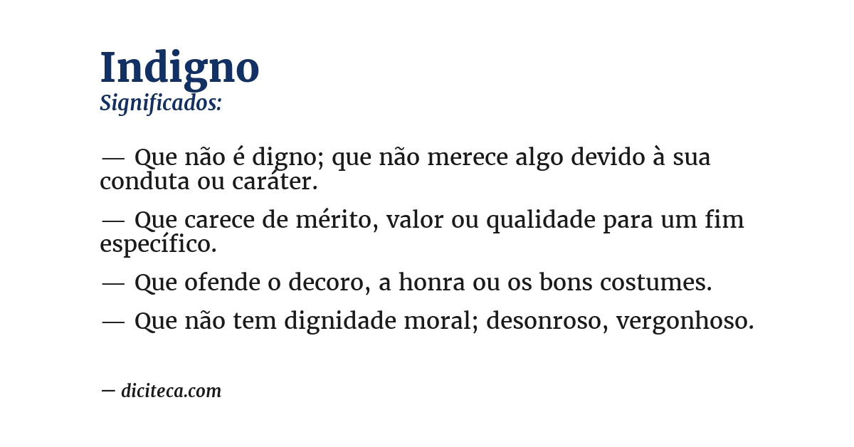 Significado de indigno