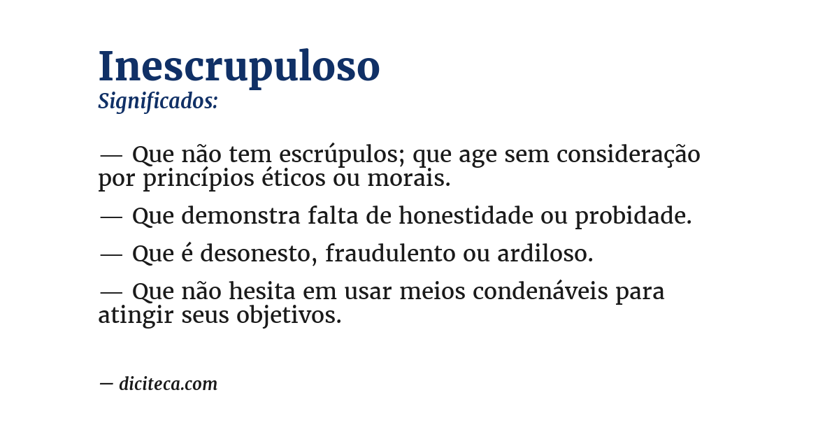 Significado de inescrupuloso