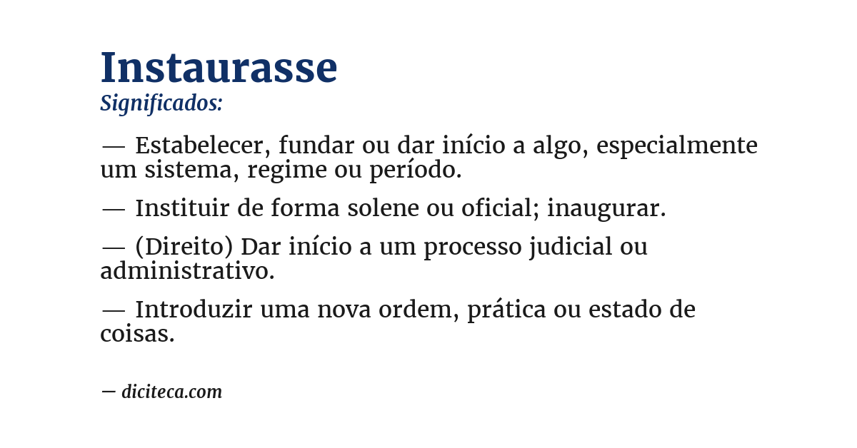 Significado de instaurasse