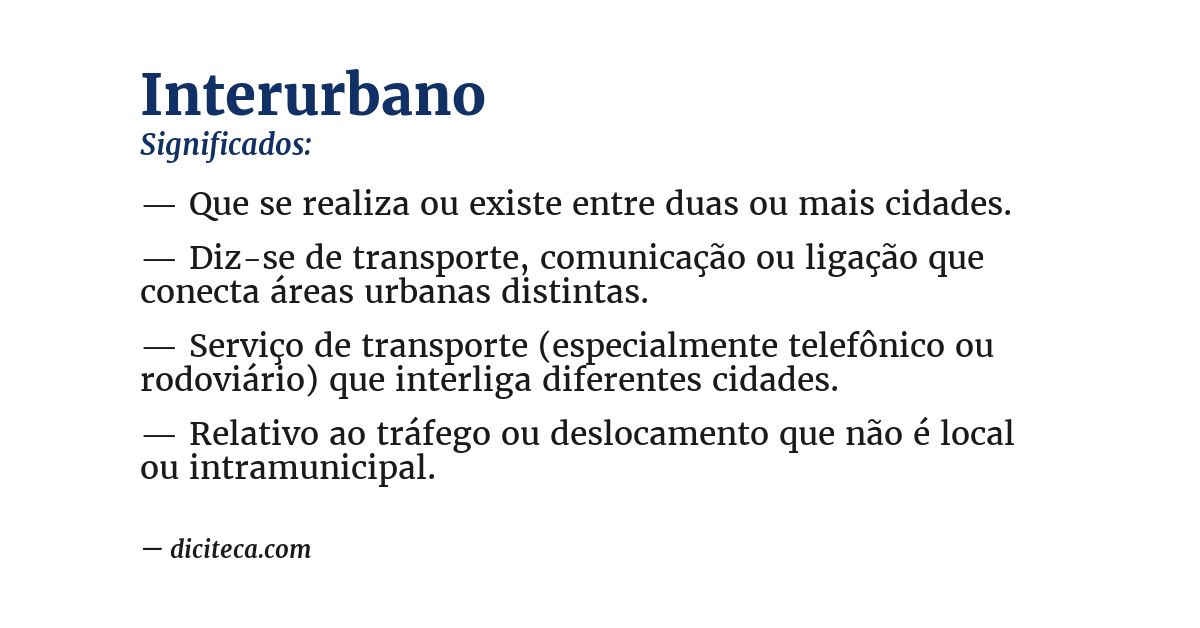Significado de interurbano