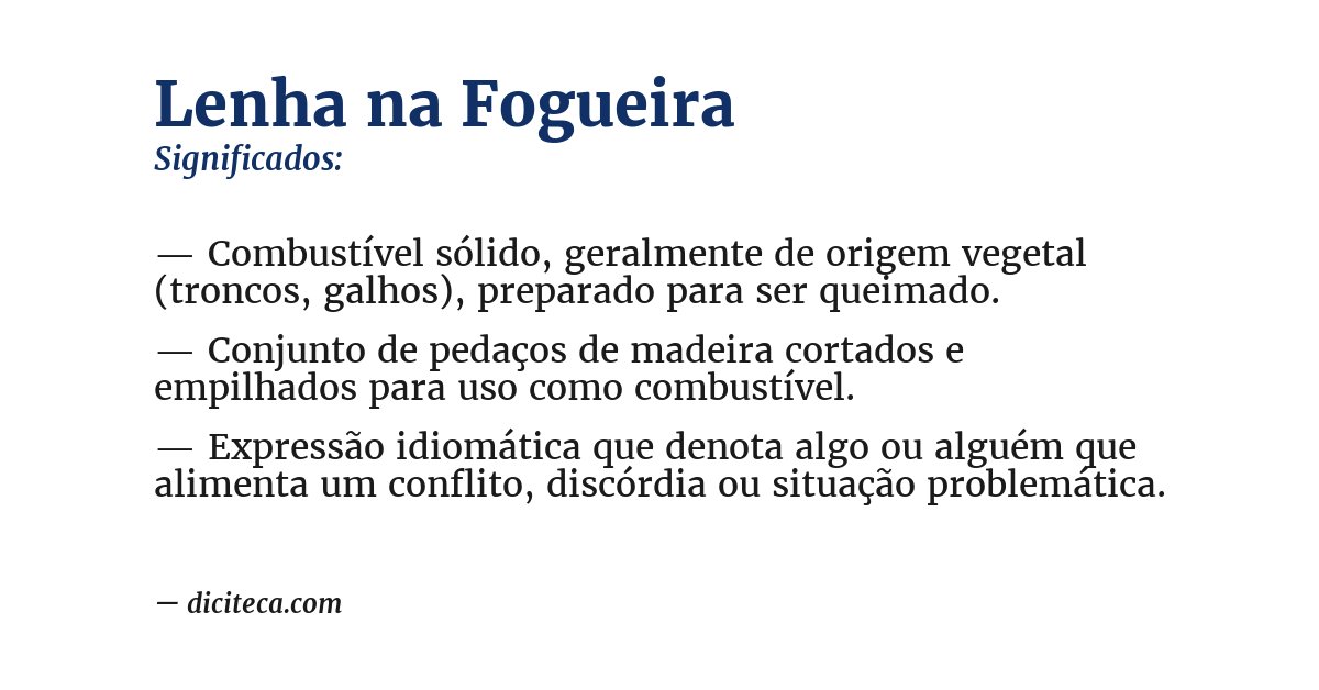 Significado de lenha na fogueira