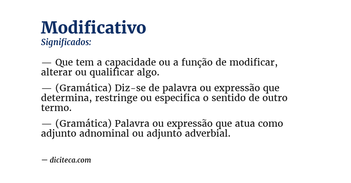 Significado de modificativo