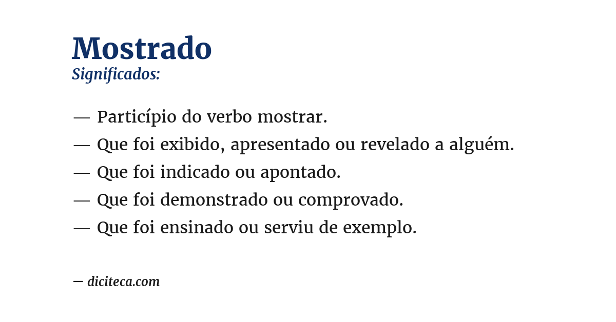 Significado de mostrado