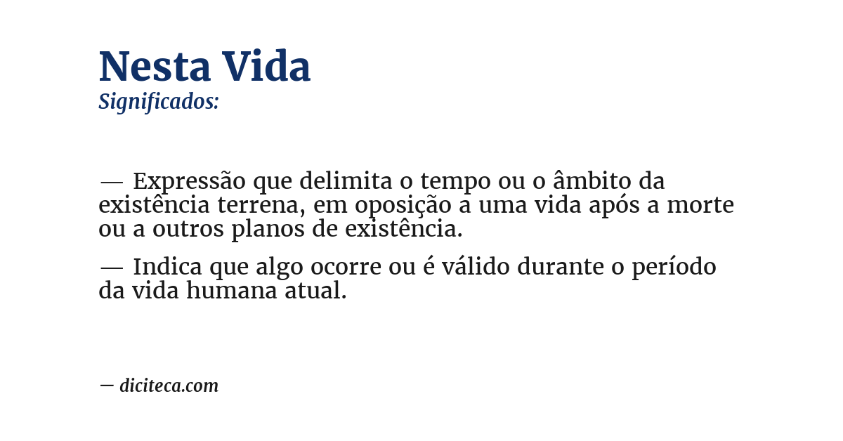 Significado de nesta vida