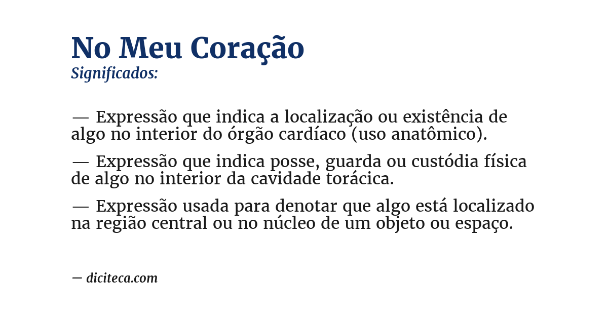 Significado de no meu coração