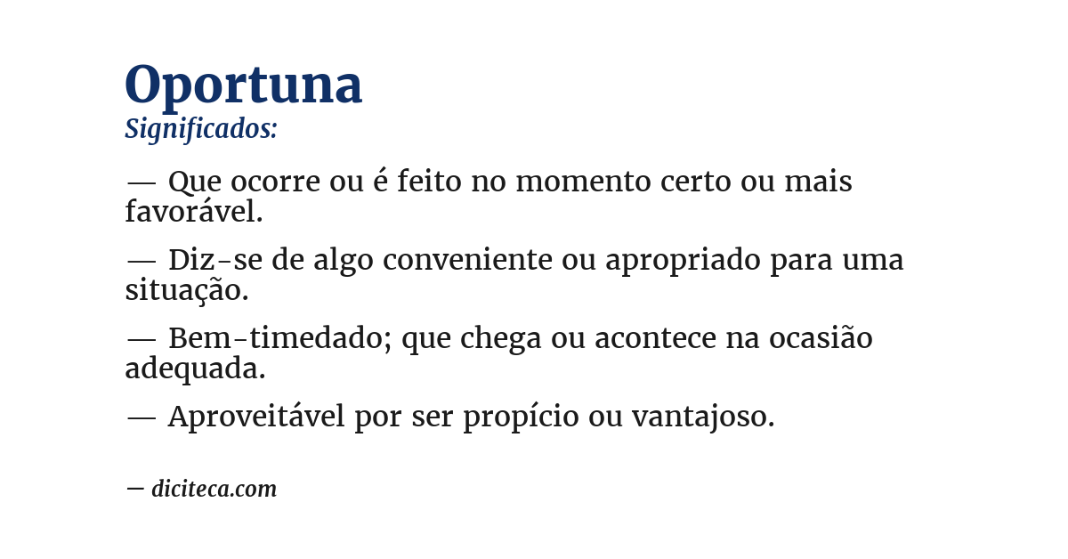 Significado de oportuna