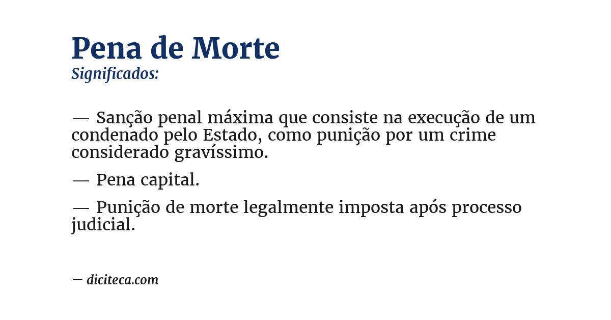 Significado de pena de morte