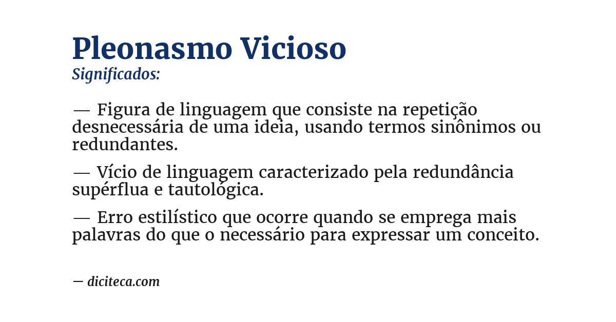 Significado de pleonasmo vicioso