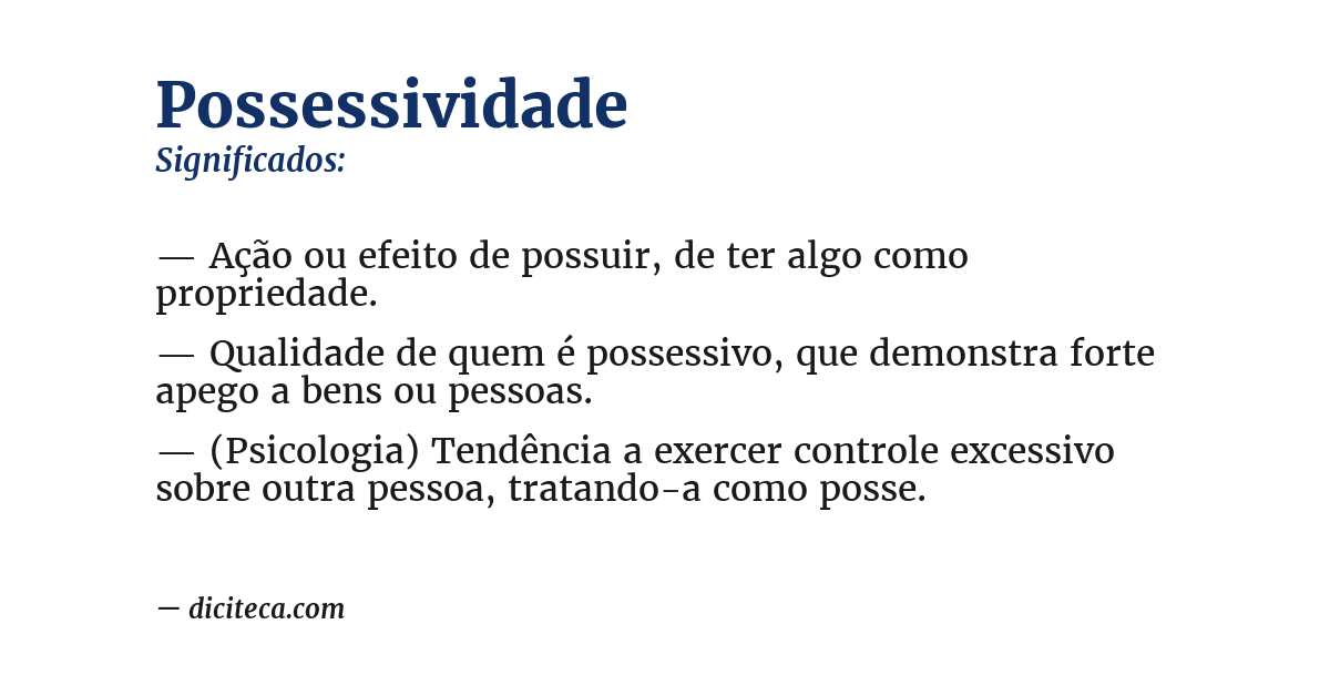 Significado de possessividade