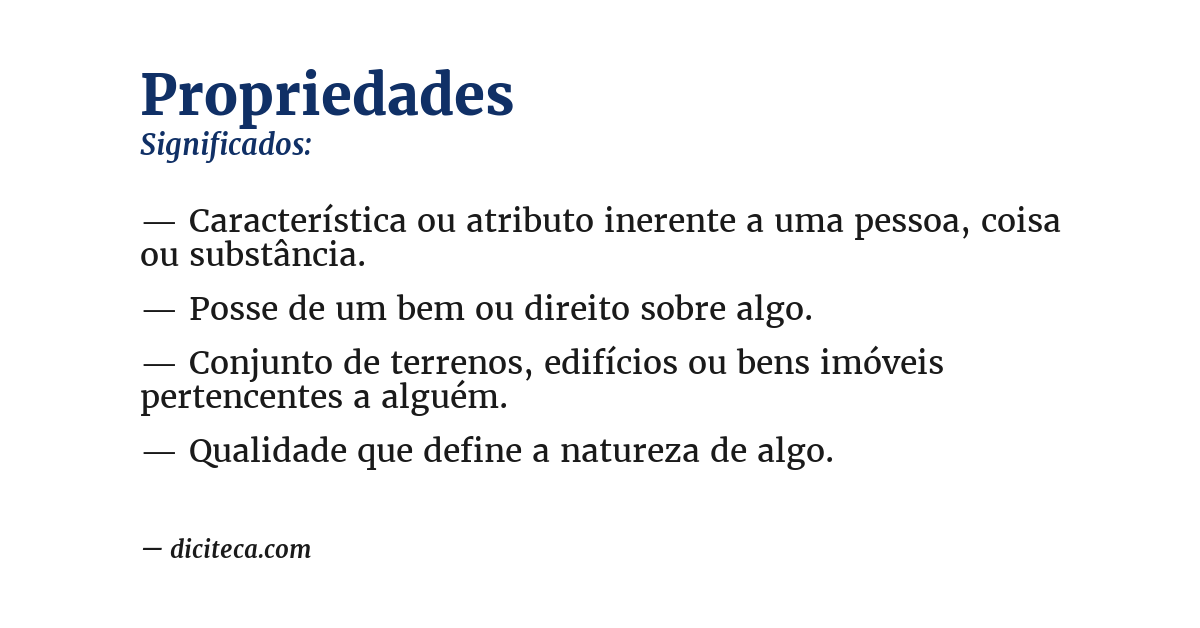 Significado de propriedades