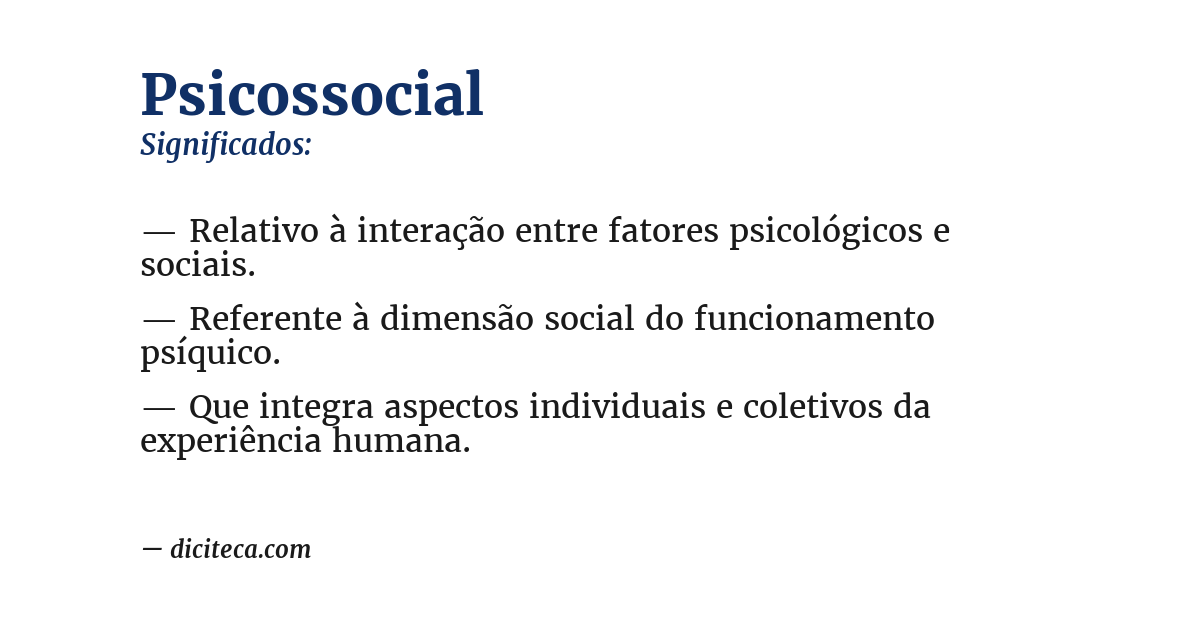 Significado de psicossocial