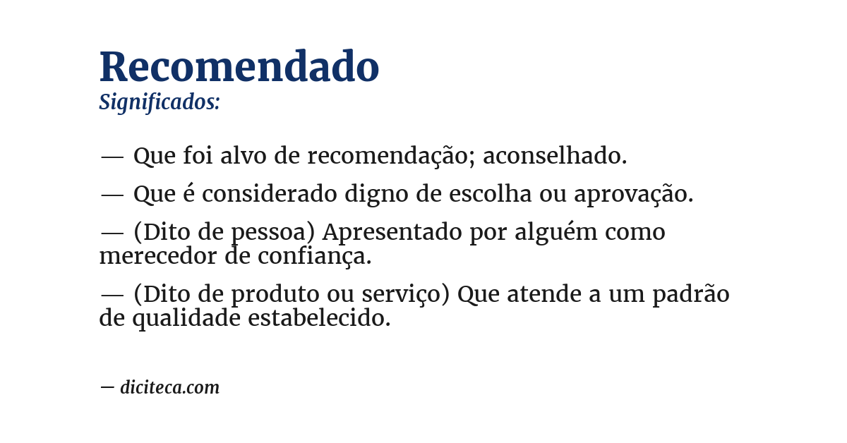 Significado de recomendado