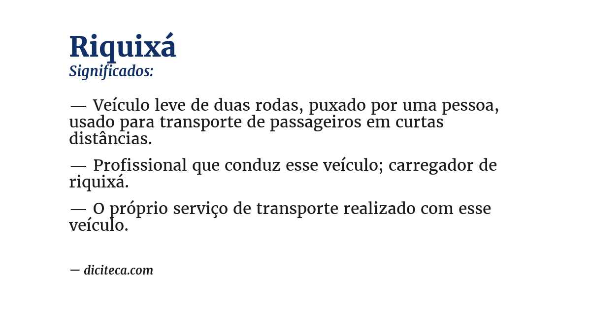 Significado de riquixá