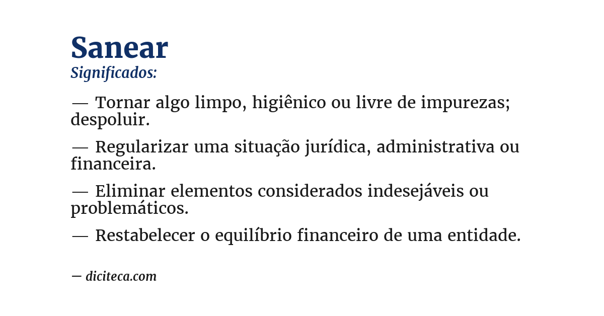 Significado de sanear