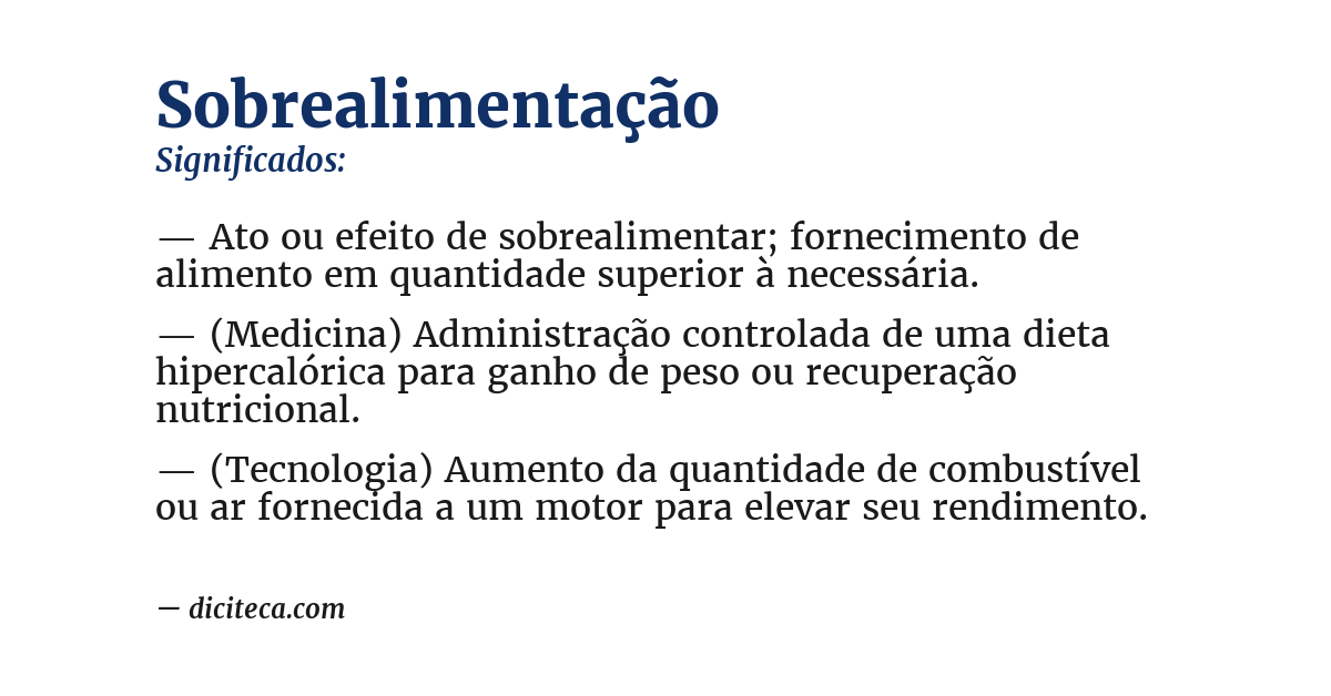 Significado de sobrealimentação