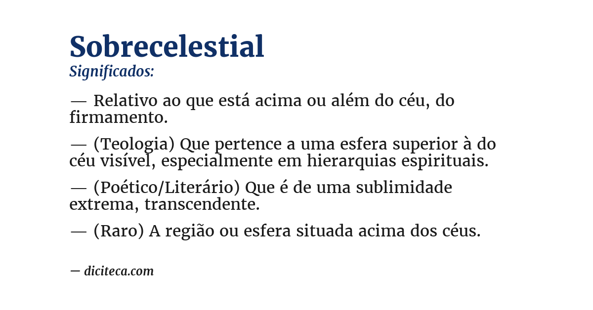 Significado de sobrecelestial