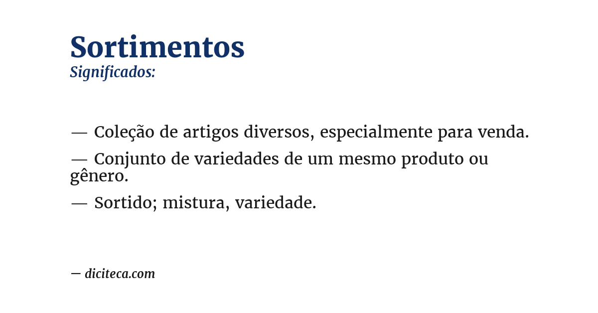 Significado de sortimentos