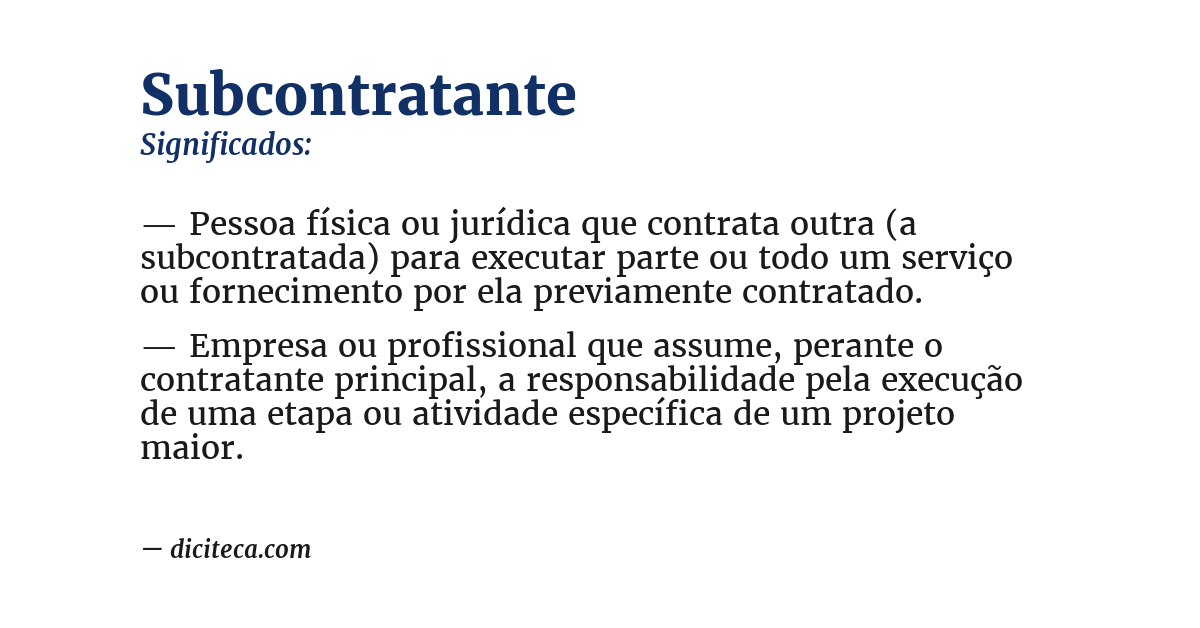 Significado de subcontratante