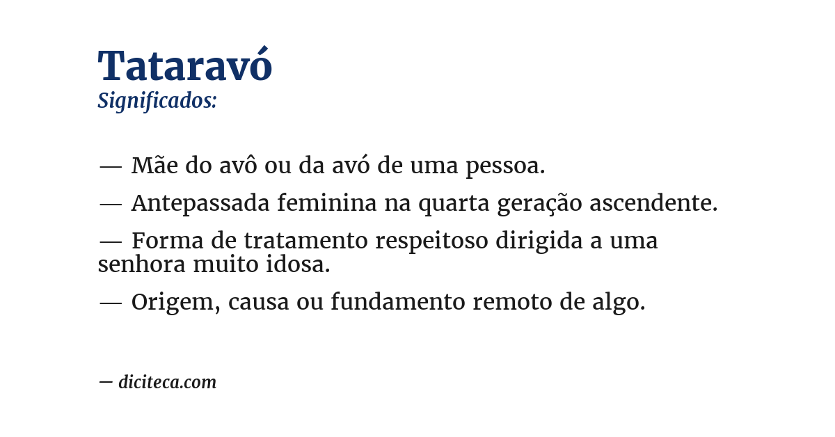 Significado de tataravó