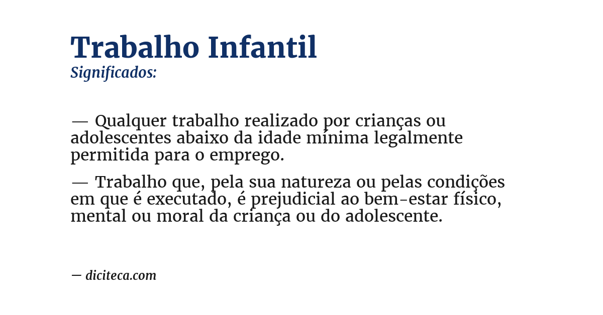 Significado de trabalho infantil