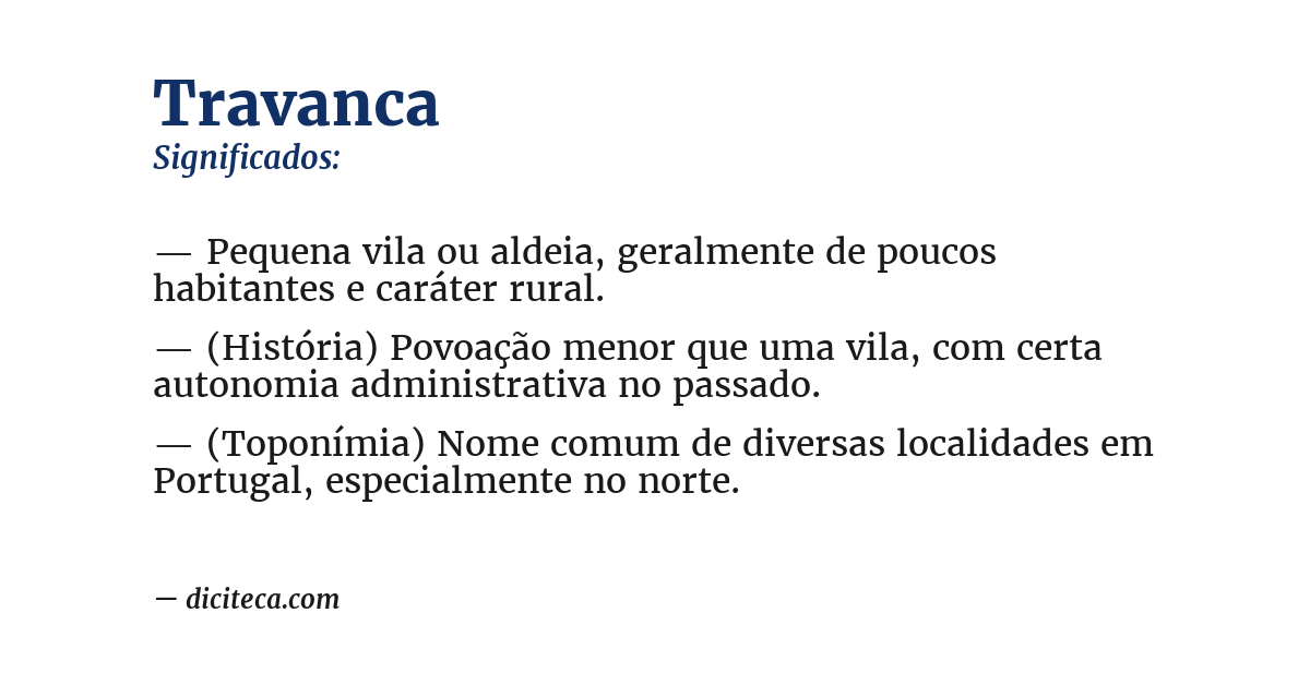 Significado de travanca