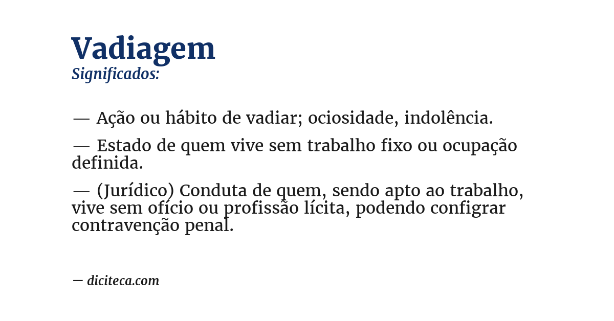 Significado de vadiagem