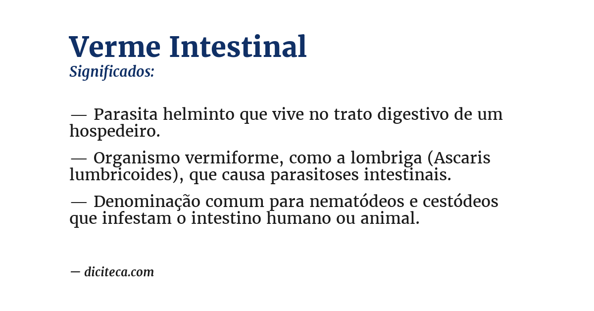Significado de verme intestinal