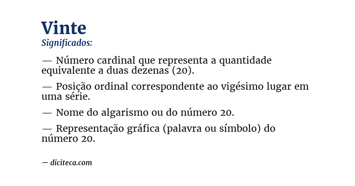 Significado de vinte