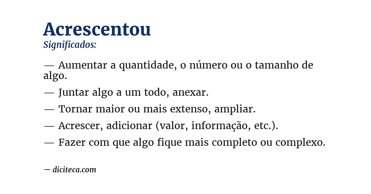 Significado de acrescentou