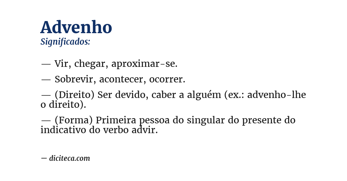 Significado de advenho