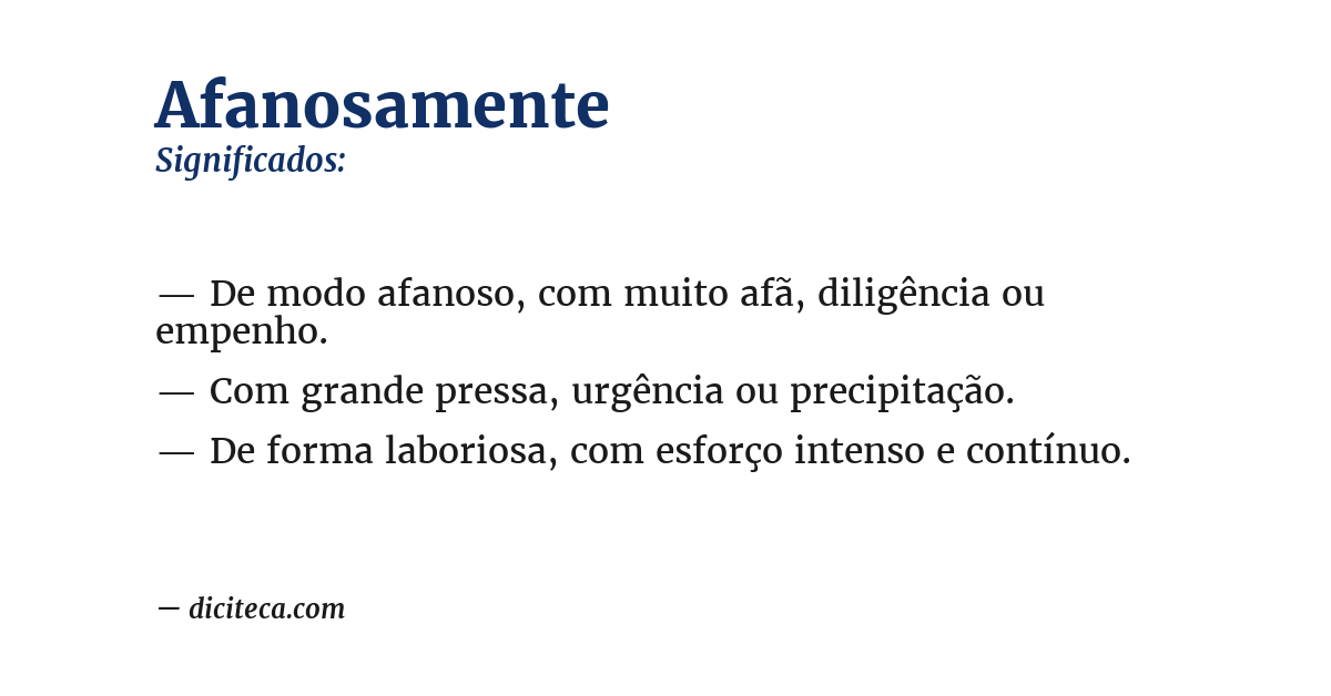 Significado de afanosamente