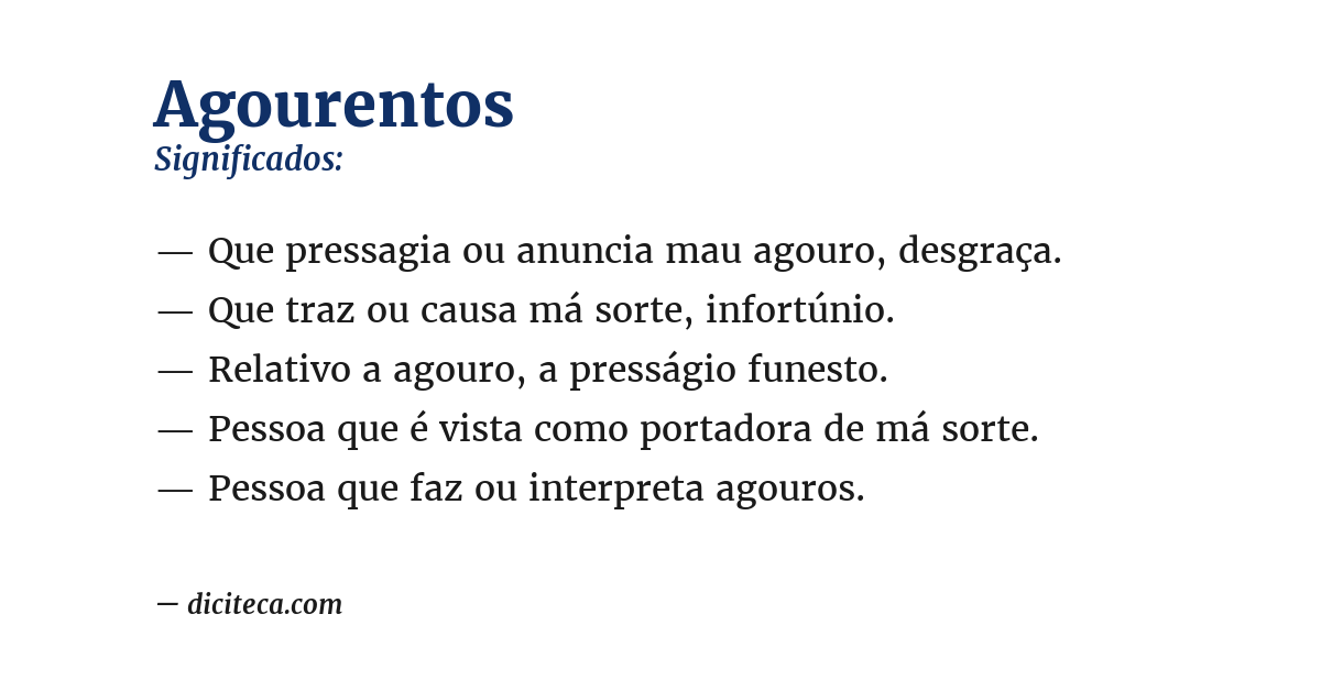Significado de agourentos