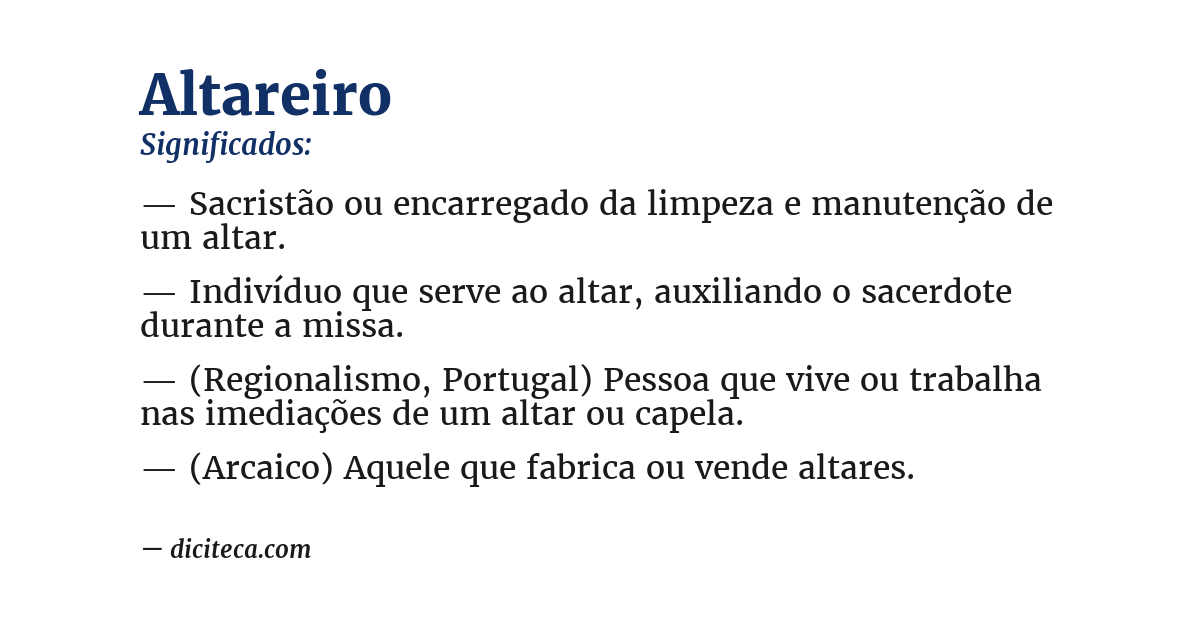 Significado de altareiro