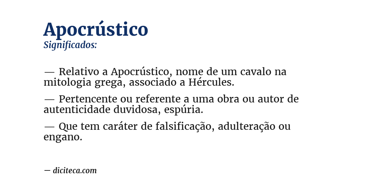 Significado de apocrústico